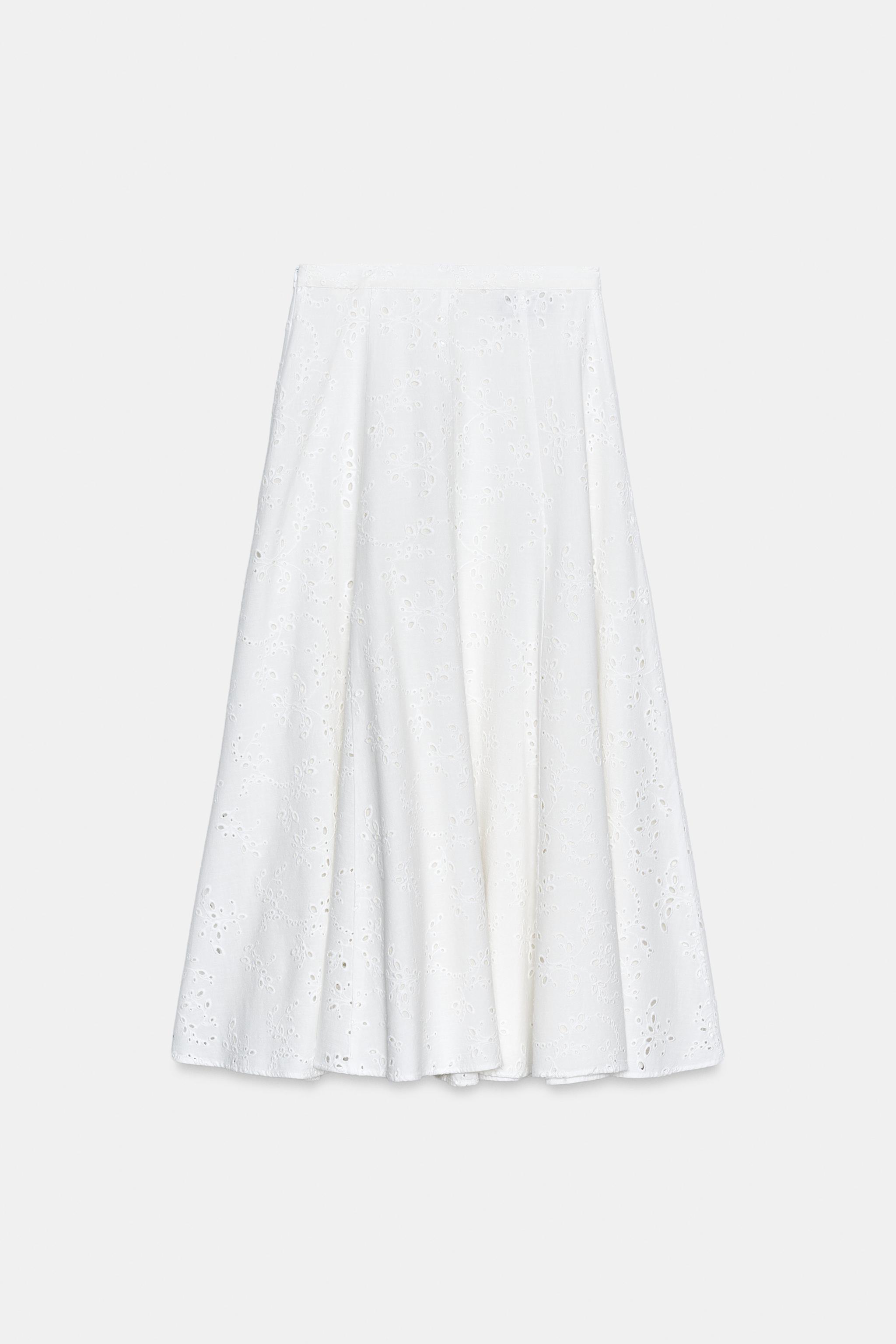 EMBROIDERED EYELET MIDI SKIRT